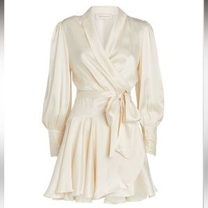 Zimmermann silk wrap dress, off white  (size 0)